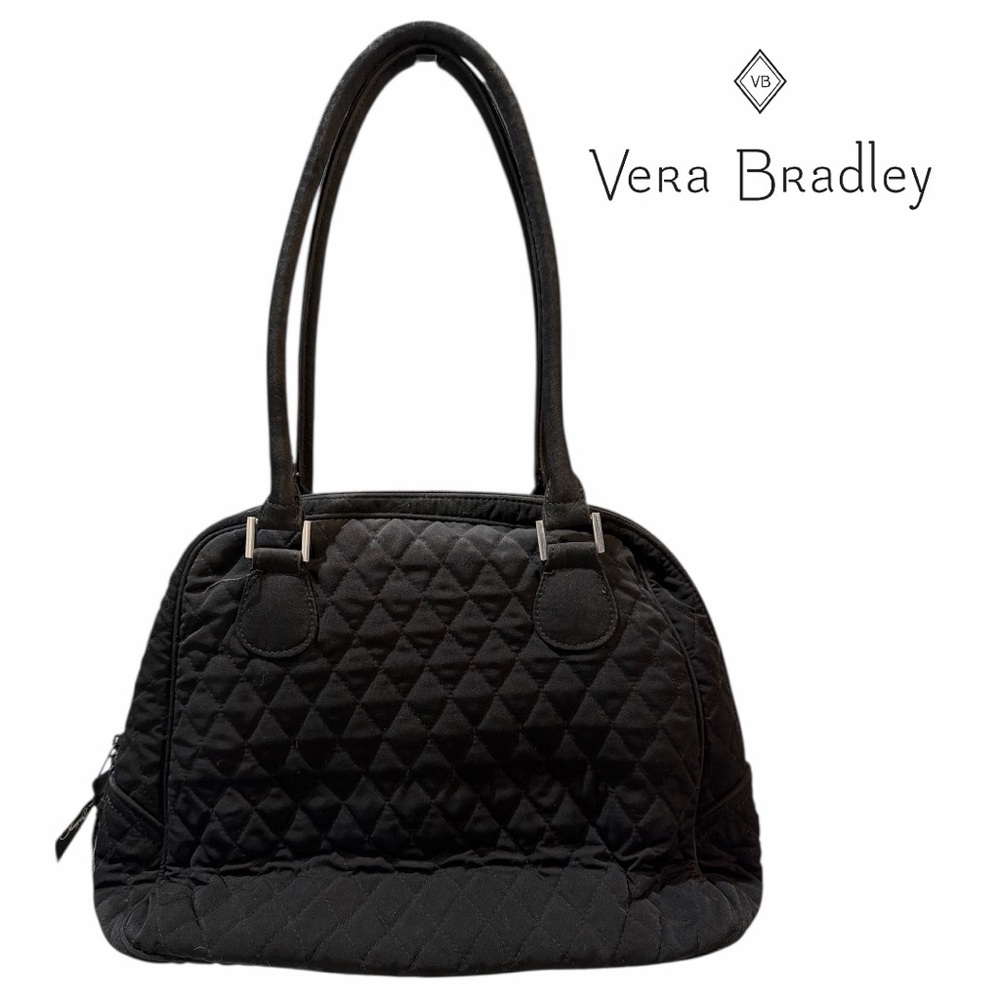 Vera Bradley Black Quilted Bowler‎ Tote Bag - Picture 2 of 3